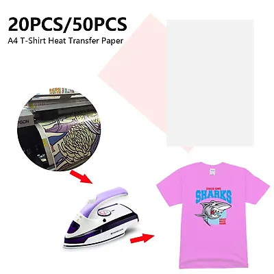 A4 Iron On T Shirt Transfer Paper For Dark Fabric Heat Press Thermal Printer UK • £7.58