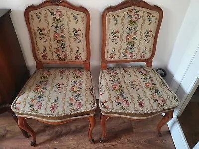 Antique Pair Of Louis Style Needlepoint Chairs • £120