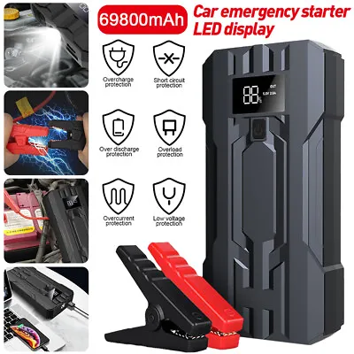 69800mAh Car Jump Starter Booster Jumper Box Power Bank Battery Charger Portable • $42.98
