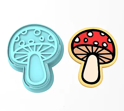 Mushroom Cookie Cutter & Stamp #2 | Fairy Pixie Hippie Stoner Weed Shroom Garden • $22.21