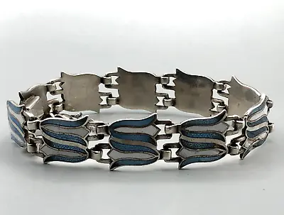 Early Signed Margot De Taxco Eagle 16 Enamel Sterling 5586 Double Tulip Bracelet • $199.99