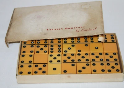 $59.99 • Buy Vintage Bakelite Catalin No 500 Dominoes By Cardinal 28 PC Set Butterscotch-G11
