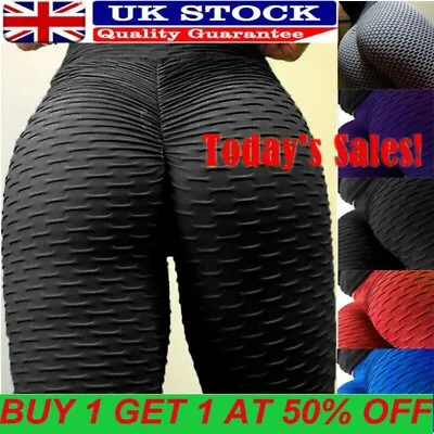 £8.54 • Buy Women Push Up Yoga Pants Anti-Cellulite Leggings Gym Fitness Waffle Scrunch Pant