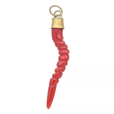 Vintage Gold Vermeil Carved Red Coral Pendant • $95