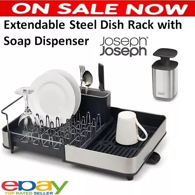 Joseph Joseph Expanding Steel Dish Drying Rack With Soap Dispenser Expandable NE • $129