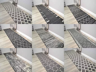 £13.99 • Buy Best Price Grey Runner Rugs Small Extra Long Narrow Hallway Dark Hall Runner Rug