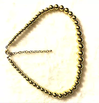 Necklace Gold Ball Chunky 17.25 Inch W/3.5 Inch Extender Appr  Vintage Gift • $7.50