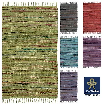 £19.99 • Buy ⭐ Overdyed Cotton Chindi Rag Rug Blue Green Pink Turquoise 60x90 70x140 60x200