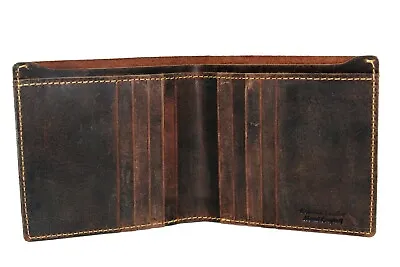 Hipster Pure Leather Bi-fold Wallet For Men Euro Size Trucker Crazy Horse J381 • $39.99