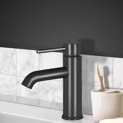 Cefito Bathroom Basin Mixer Tap Round Brass Faucet Vanity Laundry Black • $58.81