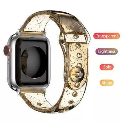 $10.99 • Buy Shiny Glitter Silicone Strap Band Iwatch For Apple Watch Series8 7 SE 45 49 38mm
