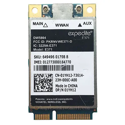 Dell Wireless DW5804 4G LTE/WWAN Mobile Broadband 01YH12 E371 PCI-E 3G/4G Card • $14.90