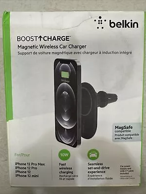 Boostcharge Wireless Charging Magnetic Car Phone Mount Holder WIC004BTBK Box 456 • $44.99