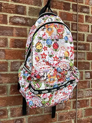 LeSportsac Tokidoki Backpack Women Cactus White Charm Design Rare Japanese Bag • £66