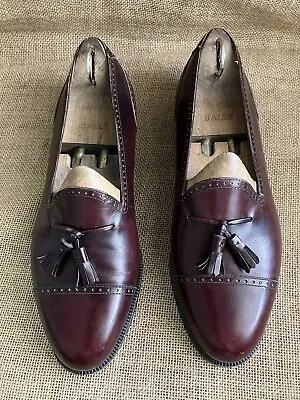 SALVATORE FERRAGAMO Burgundy Leather Tassel Loafers Size UK 7.5 || US 8.5 EE • $154