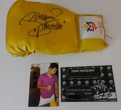 MANNY PACQUIAO 1 PC LEFT Yellow GLOVE ORIGINAL Black  INK AUTOGRAPH COA  NEW • $120