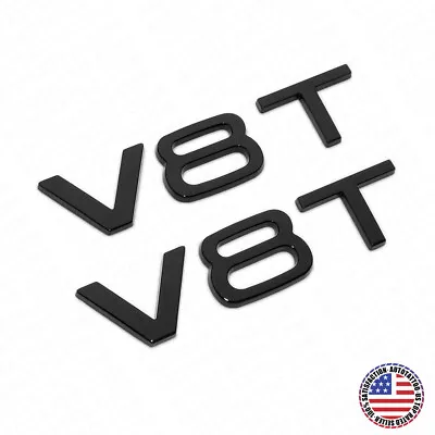 $19.99 • Buy 2x Audi Gloss Black V8T Side Fender Marker Letter Badge Emblem Badge Logo Sport 