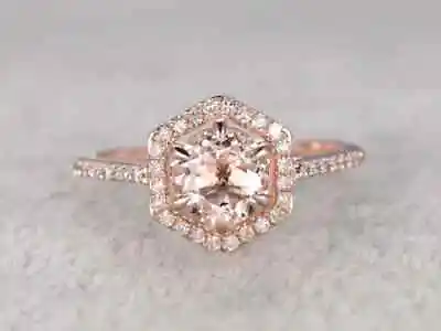 2.20Ct Round Cut Lab Created Morganite Halo Women's Ring Rose Gold Plated • $147.86