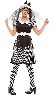 Fancy Dress Costume Broken Doll - Adult  - Halloween  - Size Small UK 8-10 • £12.89
