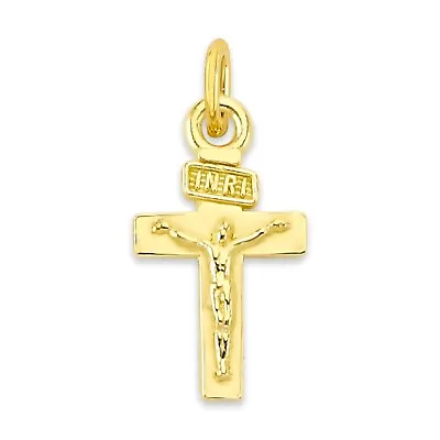 Solid Gold INRI Crucifix Charm In 10k Or 14k Tiny Religious Charm For Bracelet • $40