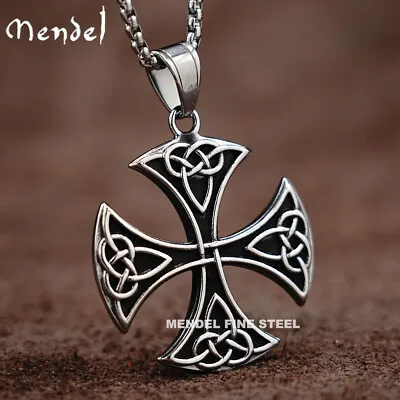 MENDEL Mens Womens Irish Celtic Trinity Knot Triquetra Cross Pendant Necklace • $11.99