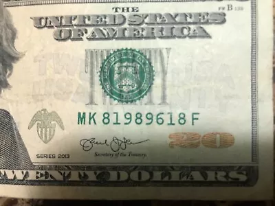 (( Fancy )) 2013 $ 20 Dollar Bill Series 2013 Note (( Flipper )) MK 819 89 618 F • $46.99