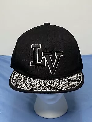 Headlines Silk “LV” (Las Vegas) Hat / Black & White Bandana Brim / SnapBack • $13