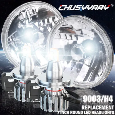 Chrome 7Inch Round Led Headlights Hi-Lo For Chevy C10 C20 G10 G20 Nova Pickup • $139.99