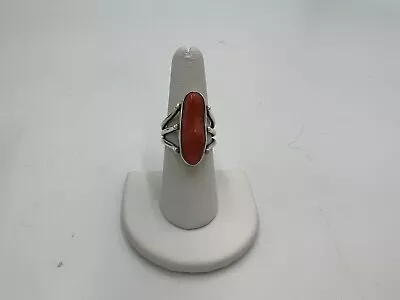 T945 Unique Sterling Silver Natural Coral Raw Stone Ring • $75