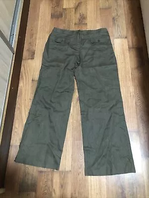 Ladies Fab Khaki M&S 100% Linen Trousers Machine Wash Size 12 Medium • £14.99