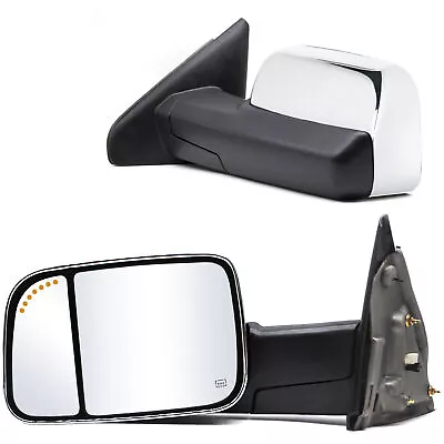 For 2002-2008 Dodge Ram 1500 04-09 Ram 2500 3500 Tow Mirrors Power Heated Chrome • $143.64