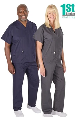 £13.99 • Buy Medical Scrub Suit 10 Colours XS-3XL Doctors Uniform ER Nurses/Dentist NHS Set