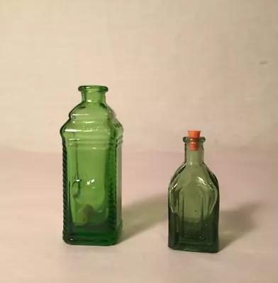 2 VTG Mini Bottle Green Embossed • $1.99