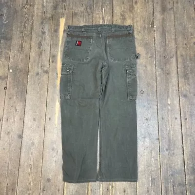 Wrangler Riggs Cargo Trousers Tech RipStop Y2K Workwear Trousers Green Mens 34” • £40