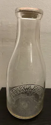 Vintage ROSSVIK FARM Quart Milk Dairy Bottle Roxbury Ct Conn W/matching Cap! • $11