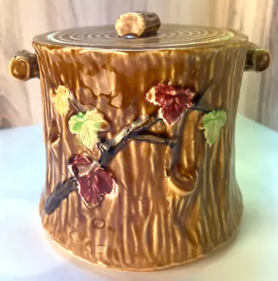 Vintage Ceramic Japan Tree Stump Biscuit Sugar Cookie Jar Canister Kitchen • $39.87