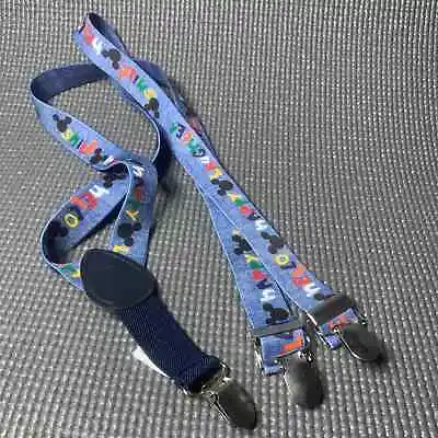 Disney Infant Toddler Suspenders One Size Blue Mickey Mouse Print Stretch  • $11.96