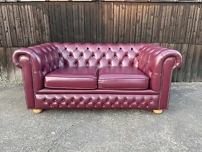 *RARE Vintage Burgundy Leather Chesterfield FREE DELIVERY* • £700