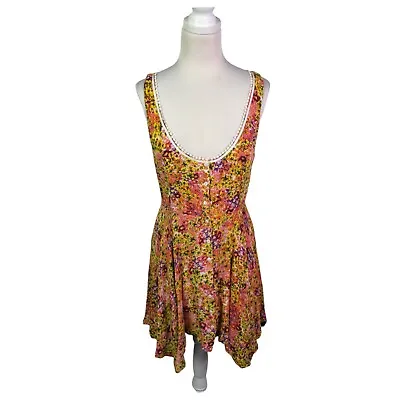 $39.95 • Buy Tigerlily A-Line Dress Size 14 Floral Print Sleeveless Cut Out Back Button Front