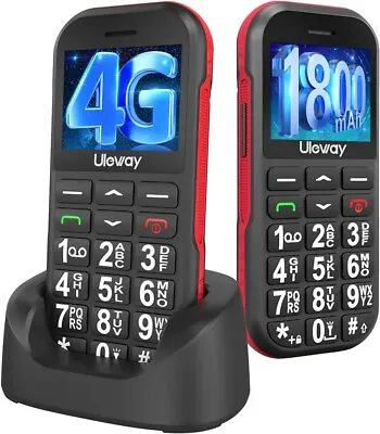 Uleway 4G Big Button Mobile Phone For Elderly1800mAh Long Standby Easy To FM • £40