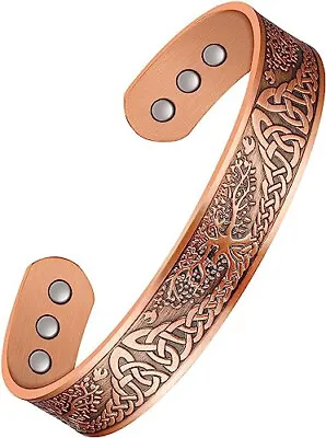 Solid Copper Magnetic Bracelet Adjustable Mens Cuff Bracelet Balance Bracelet. • $29.63