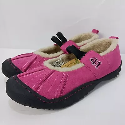 J-41 Janya Jeep Tread Adventure Sport Shoes MaryJane Strap Pink Suede Lined Flat • $36