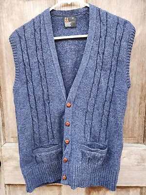 ROBERT BRUCE CARDIGAN SWEATER VEST MENS M Blue WOOL BLEND BUTTON UP VINTAGE • $25.90