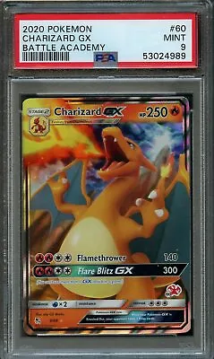 $24.99 • Buy PSA 9 MINT Charizard GX 9/68 BATTLE ACADEMY #60 HOLO RARE Pokemon Card