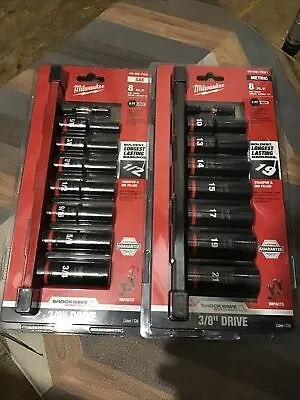 2 Milwaukee Shockwave 3/8” Drive Impact Socket Sets 49-66-7024 & 49-66-7021 New • $10.50