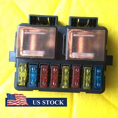 Universal 12V 2 Way Relay Fuse Box Holder W/8 Fuses Blade Kit For Car Boat Truck • $21.07