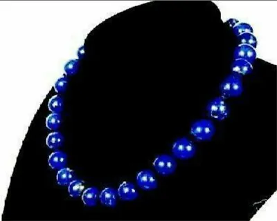 Natural 10mm Blue Egyptian Lapis Lazuli Round Gemstone Beads Necklace 20  AAA+ • $7.43