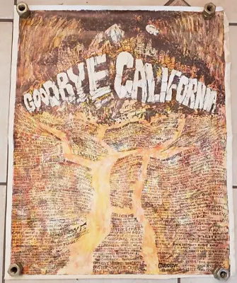 $125 • Buy Vintage William Whitaker Poster Goodbye California Earthquake 21  By 26   1960s