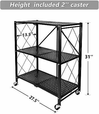 HealSmart 3/4/5Tier Heavy Duty Foldable Metal Rack Storage Shelving Unit W Wheel • $60.99