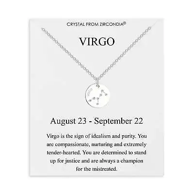 Virgo Zodiac Star Sign Disc Necklace Created With Zircondia® Crystals By Philip • £9.99